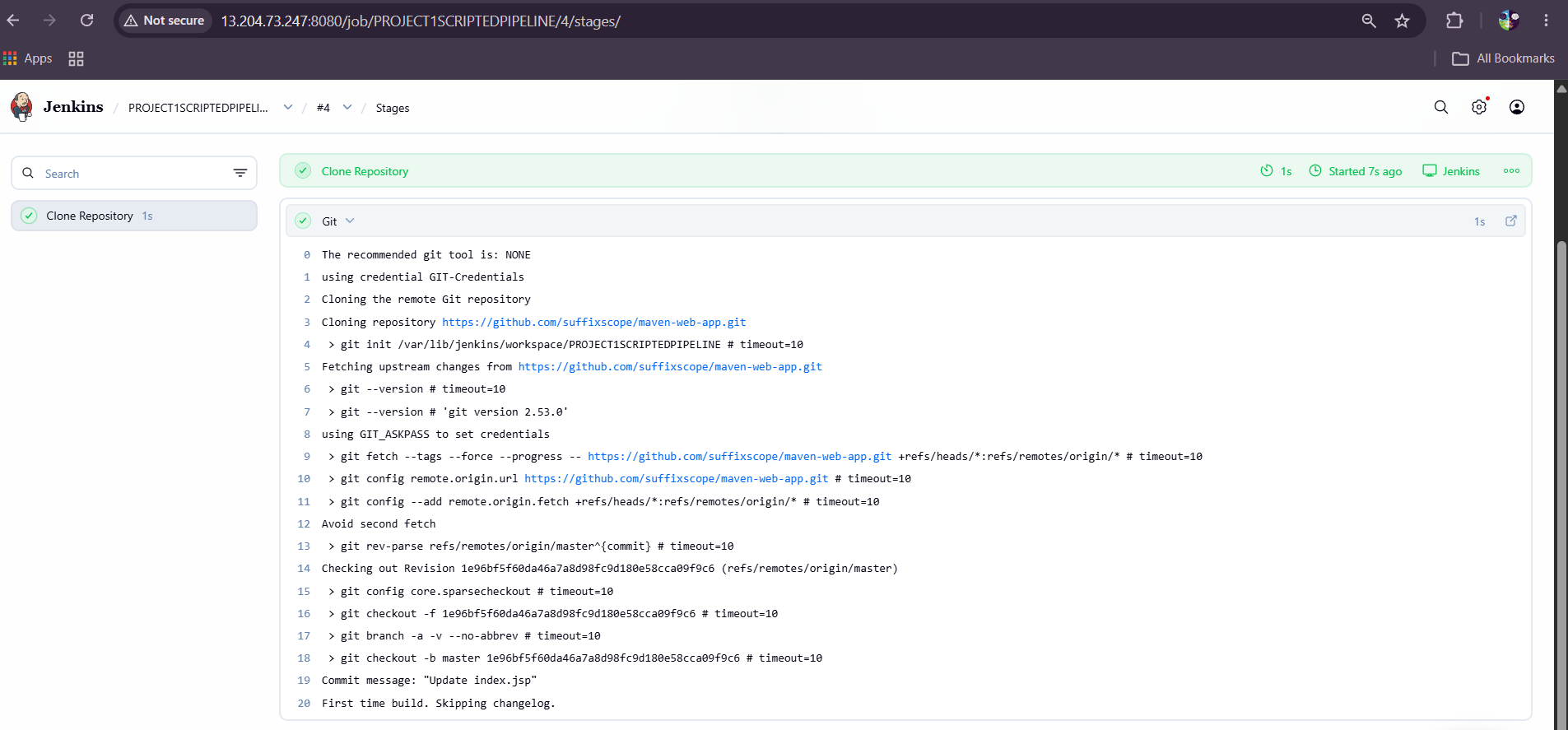 GitHub clone stage